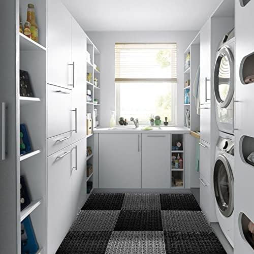 12 Pack 12 x 12 Interlocking Rubber Bathroom Flooring Tiles Non-Slip Splicing - Image 4