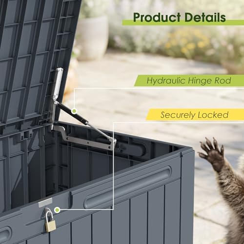 Devoko 100 Gallon Outdoor Storage Box, Waterproof Deck Box Lockable - Image 7