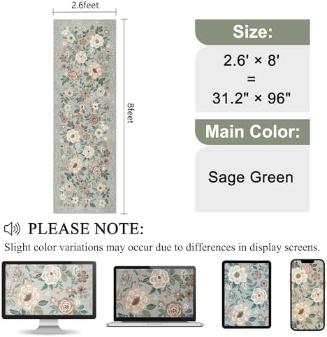 DUKINO 2.6x8 Runner Rug Washable Runner Rug - Image 2