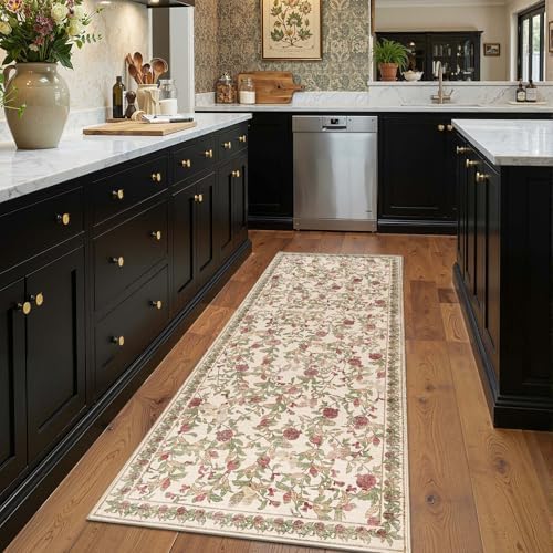 jinchan 3x8 Runner Rug Floral Vintage Washable Area Rug - Image 4