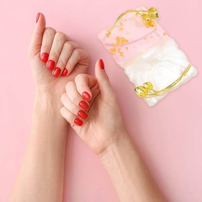 Resin Nail Art Palette, Nail Art Painting Palettes with Nail Palette Stirring Rod Gold Edge Nail Holder Nail Art Display Board Fashion Delicate Nail Tool Accessories, Type 3
