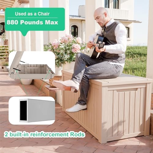 PatioZen 200 Gallon Resin Deck Box, Lockable Patio Outdoor Storage Box - Image 6