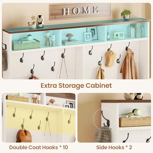 Itaar Hall Tree with Bench and Shoe Storage, 5-in-1 Entryway Bench with Coat - Image 4