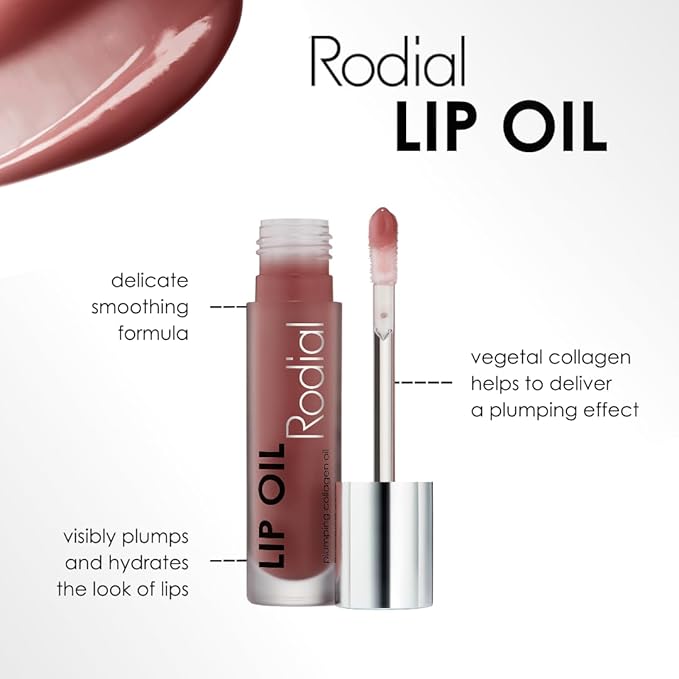Rodial Plumping Collagen Lip Oil Wild Plum 0.13fl.oz, Vegan Collagen-Infused Lip Oil with Macadamia and Jojoba Oil, Deep Hydration for Fuller-Looking Pout, Ultra-Nourishing Formula for Silky Lips