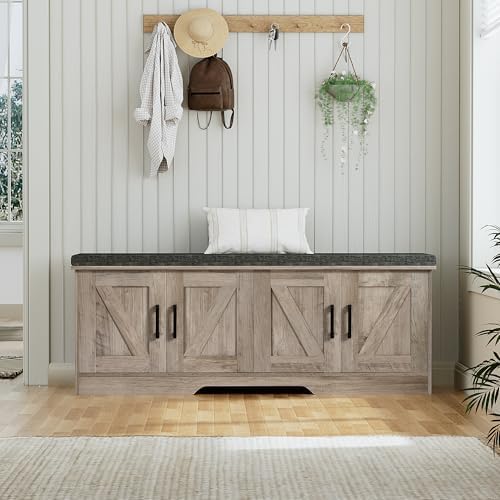 HOMSHO Farmhouse Shoe Storage Bench - Image 5
