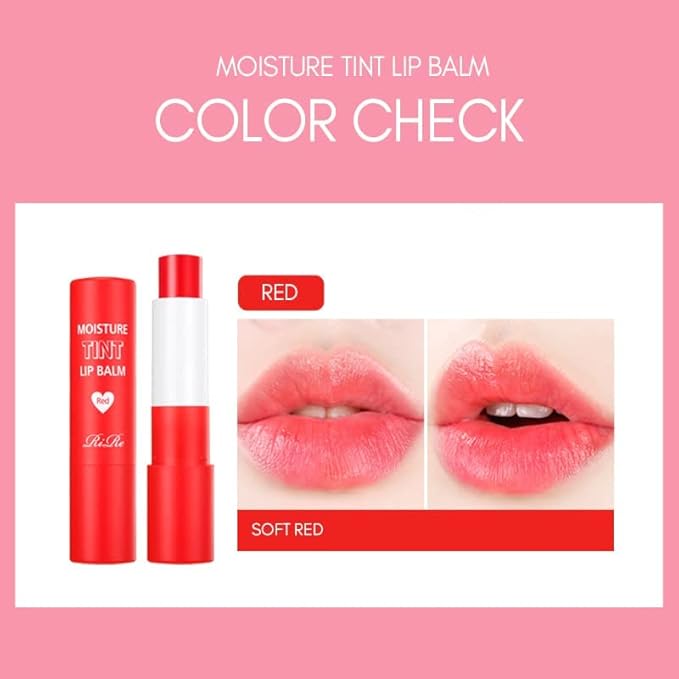 Moisture Tint Lip Balm-Vegetable oil, Shea butter, Avocado Oil-Long-lasting colors,Lip Repair,Dry Lip Treatment-Moisturizing Lip Care 0.12oz. (Red)