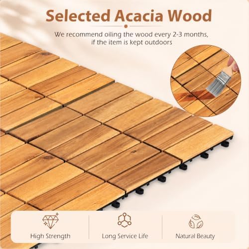 Goplus 54-Pack Acacia Wood Interlocking Deck Tiles - Image 5