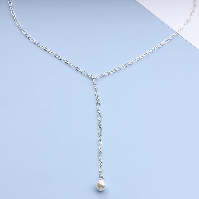 Long Pearl Necklace Pearl Lariat Y Necklace Chain Vintage Minimalist Necklace Jewelry for Women and Girls