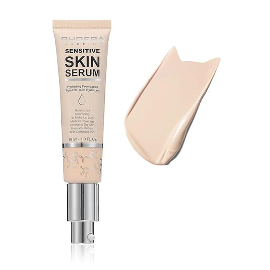 PHOERA Essence Foundation,Hydrating Waterproof and Light Long Lasting Hypoallergenic Full Coverage Foundation Serum. (N01 Porcelain)