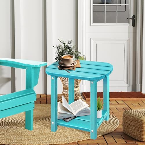 LZRS 2-Tier Patio Side Table, Heavy Duty HDPE Outdoor End Table - Image 2