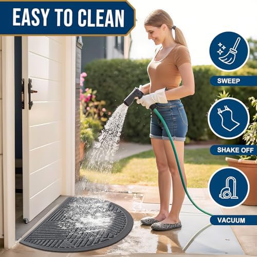 Smiry Half Circle Front Door Mat Outside Entrance, Rubber Doormat - Image 6