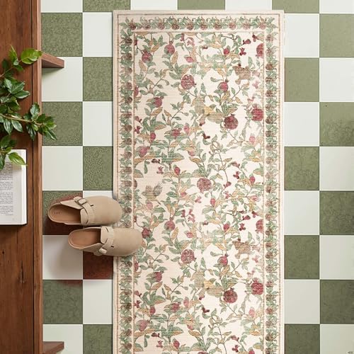 jinchan 3x8 Runner Rug Floral Vintage Washable Area Rug - Image 2