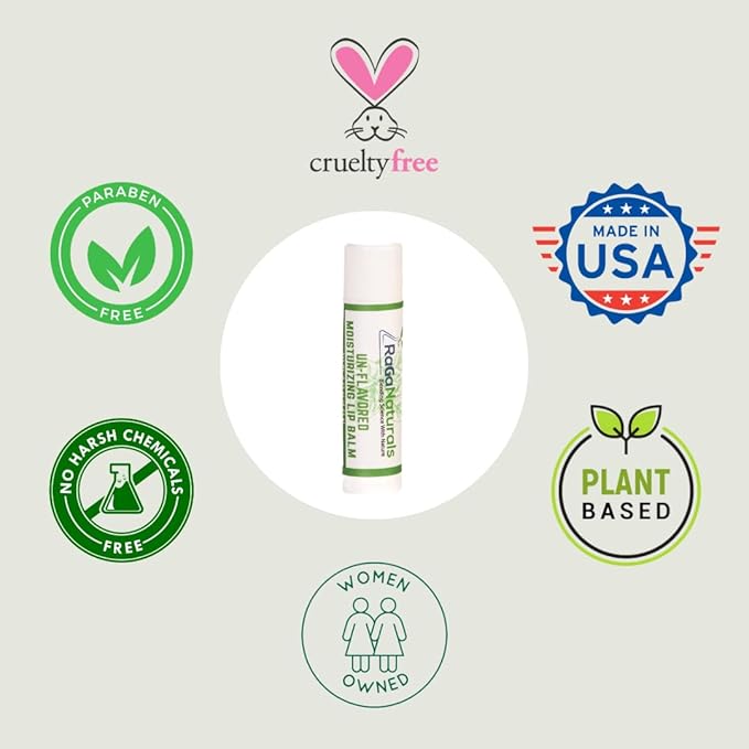 Unscented Lip Balm - 100% Natural Fragrance Free Moisturizing Lip Care for All Day Hydration - Original Beeswax, Shea Butter, Jojoba Oil, Vitamin E Infused - Pack of 4