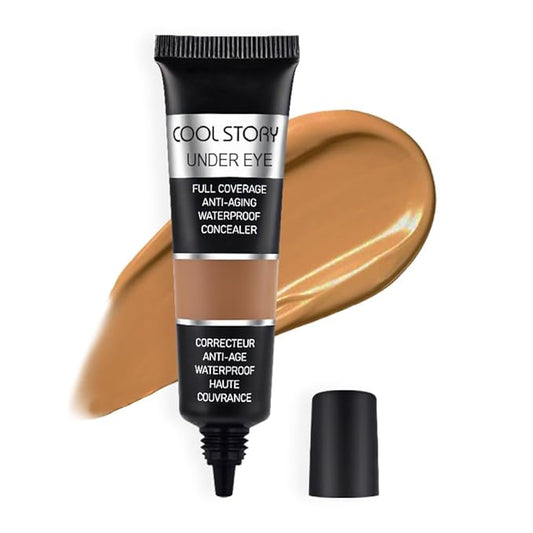 Pro Under Eye Full Coverage Liquid Concealer to Cover Dark Circles, Scars, Redness, Spots, Fine Lines, Corrector Anti-Aging Natural Finish, Moistening Smooth Cream, Waterproof 0.4 fl oz - Tan#
