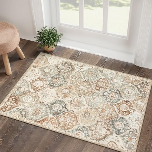 Lahome Moroccan Entryway Rug, 2x3 Kitchen Rugs Non Slip Washable by Lahome