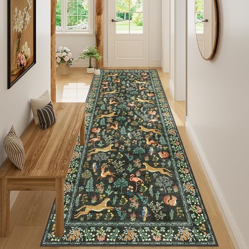 DUKINO 3x8 Runner Rug, Animal Washable Runner Rug by DUKINO