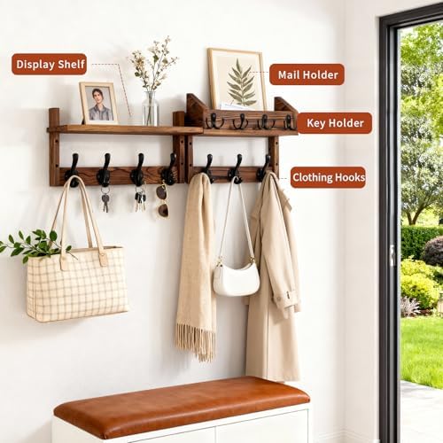 27" Wooden Wall Mounted Coat Rack - Image 3
