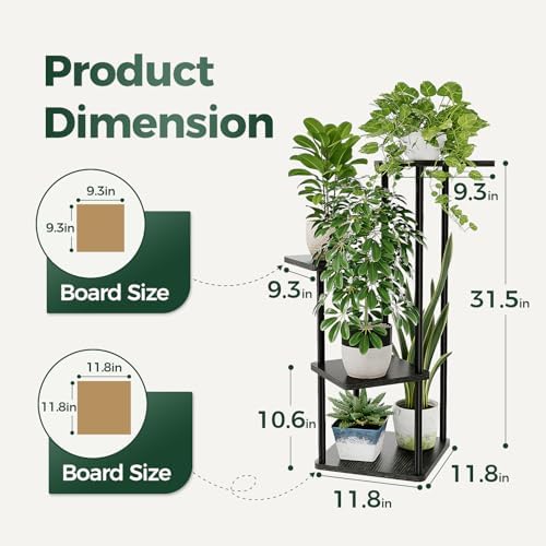 Bamworld Small Plant Stand Indoor Corner Metal Plant Shelf - Image 5