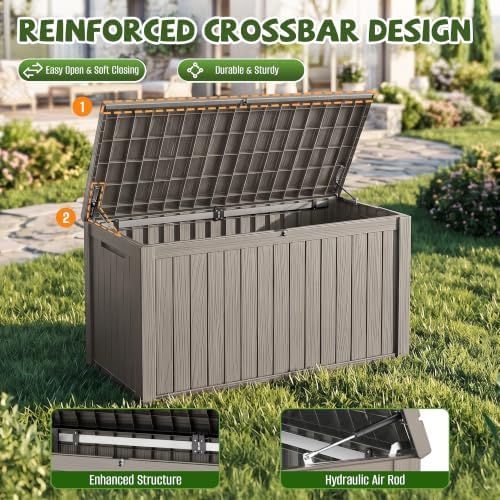 320 Gallon Outdoor Storage Box, Deck Box Waterproof, Toy Storage Bin - Image 4