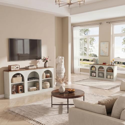 Tribesigns 10.5FT Extra Long Console Table Set of 2, Off-White and Brown - Image 6