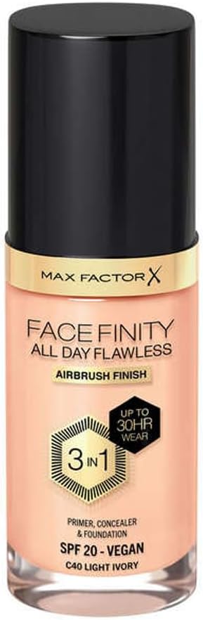 Max Factor Facefinity All Day Flawless 3 In 1 Foundation SPF 20, No. 40 Light Ivory