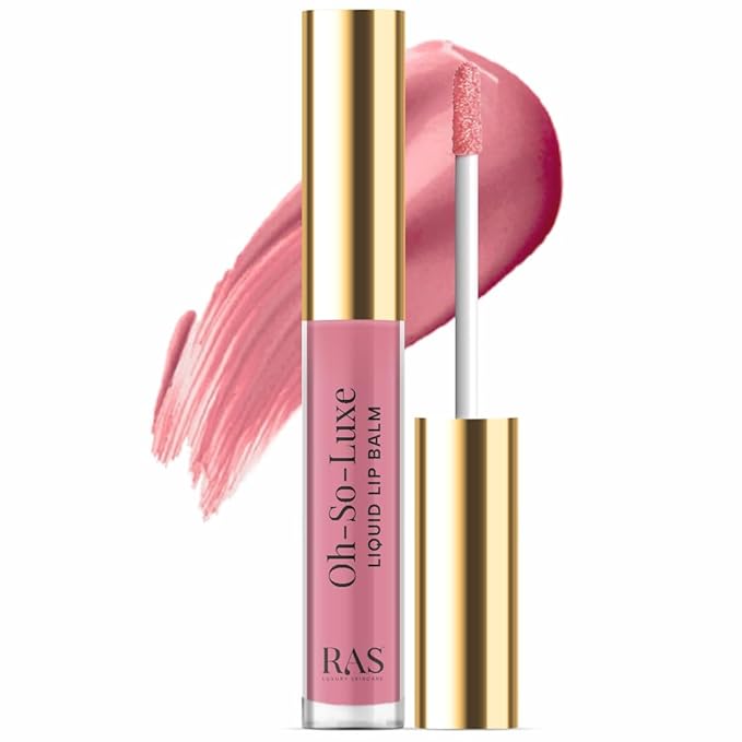 Oh-So-Luxe Liquid Tinted Lip Balm, Hydrating & Nourishing Tinted Lip Oil for dry dark lips, results in Soft & Glowing Lips, Moisturizing, Non-Sticky Nude Pink Shade - 0.10 Fl Oz - RAS LUXURY OILS