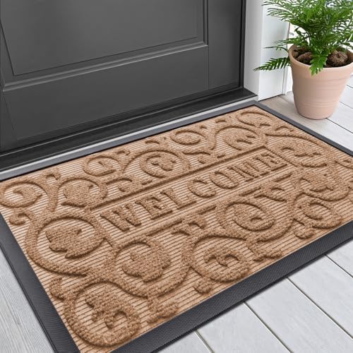 Smiry Front Door Mat Outside Entrance, Low Profile Rubber Doormat by Smiry