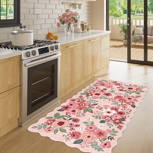 DUKINO 2x4 Rug for Entryway, Floral Washable Kitchen Rugs Non Slip - Image 3