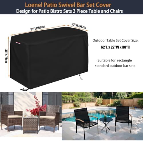 Patio Waterproof Bistro Set Bar Table Cover - Image 3