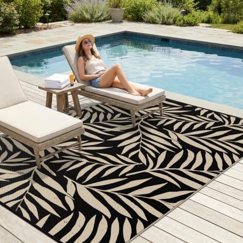 Smiry Outdoor Rug 9x12 ft Waterproof Reversible Leaf Mat - Image 3