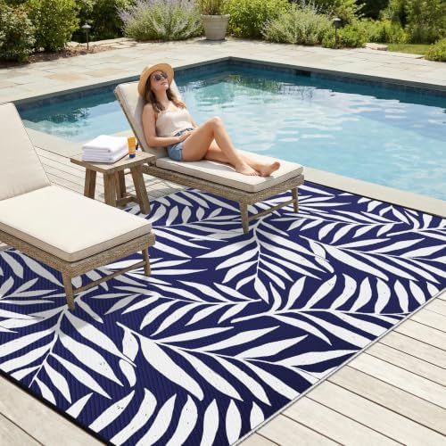 Smiry Outdoor Rug 8x10 ft Waterproof Reversible Leaf Mat - Image 3