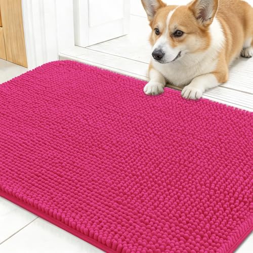 OLANLY Dog Door Mat for Muddy Paws 24x16, Super Absorbent Chenille Mud Mat by OLANLY