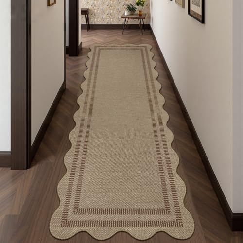Scalloped Easy Jute 2.6x8 Kitchen Runner Rug, Washable Rugs - Image 7