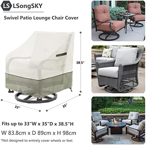 Outdoor Swivel Chair Covers 2 Pack, 100% Waterproof Heavy Duty Outdoor Chair - Image 3