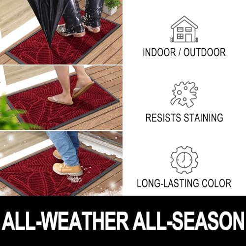 Colorxy Waterproof Front Doormat, Sturdy Natural Rubber Door Mat - Image 4