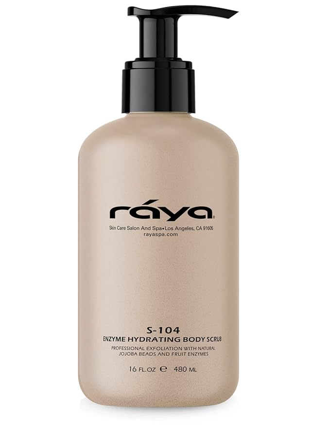 RAYA Enzyme Hydrating Body Scrub 16 oz Orange Vanilla Scent (S-104) | Gentle and Exfoliating Body Scrub | Made with Seaweed, Jojoba Beads, and Fruit Enzymes