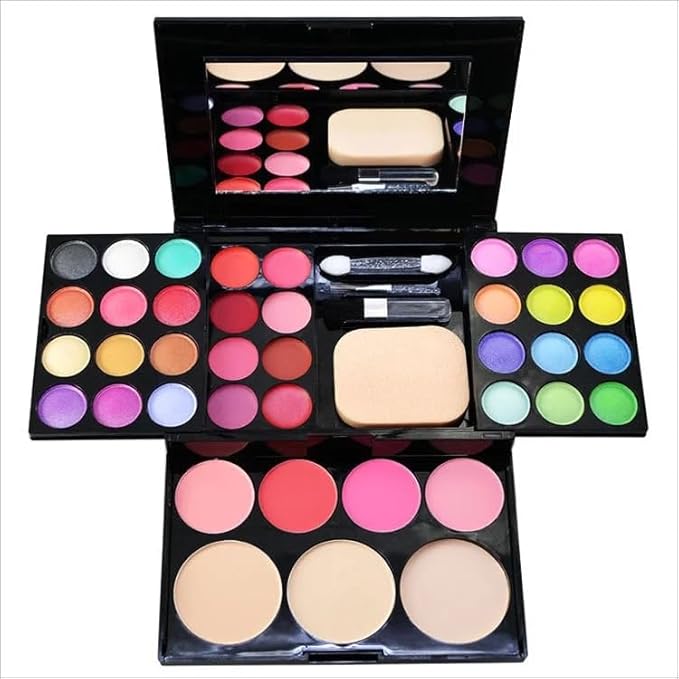 Ladies vegan girl makeup kits all in one box set cosmetic Eye shadow Palette matte gift makeup kit full blush makeup set (Multi Colored)