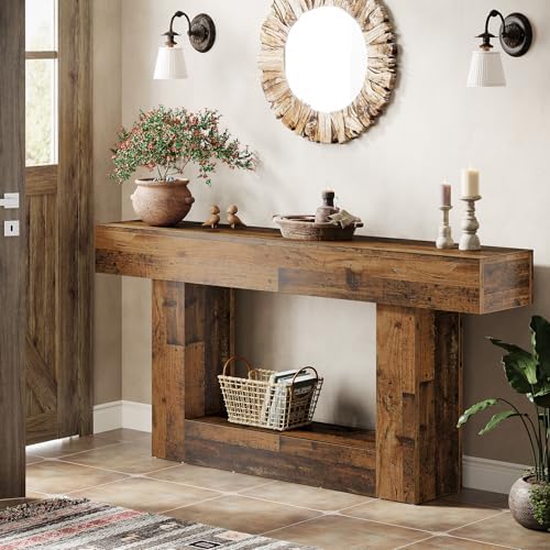 Tribesigns 63" Console Table, Farmhouse 2-Tier Entryway Table - Image 4