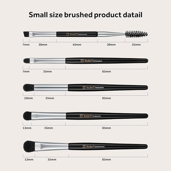 Eye Makeup Brush Set 5 Pcs | Small & Portable Eye Shadow Brushes | Korean Eye Makeup Brushes | Premium Synthetic Bristles for Professionals