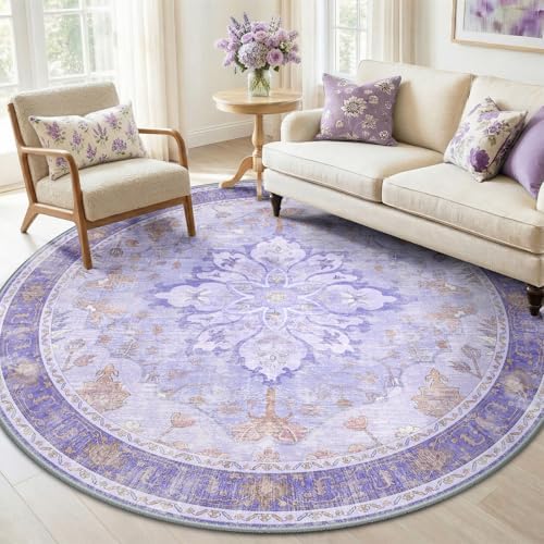 RELEANY Washable Area Rug, Round 6ft by RELEANY