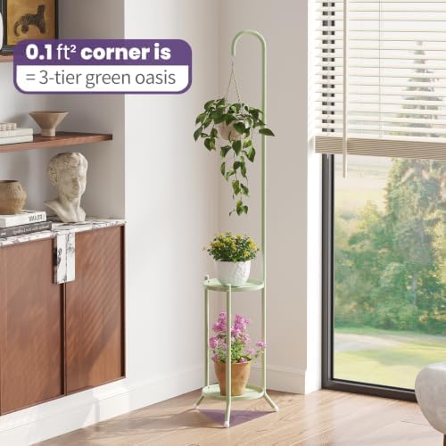 2-Tier Metal Plant Stand with Hanging Hook - Image 5