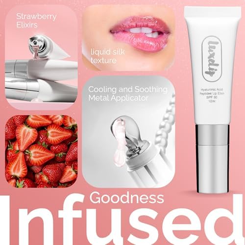 Tinted Lip Balm Elixir for OIder Women, Hydrating Vegan Lip Care with Sheer Color & Moisturizing Glow – Non-Sticky Nourishing, Lip Plumping Treatment for Soft, Smooth Lips (Strawberry 10ml)