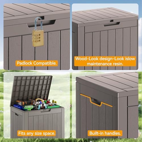 KAMABOKO Outdoor Storage Box, 32 Gal Deck Box Outdoor Waterproof, 2 Pack - Image 3