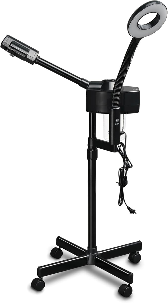 Winado 2 in 1 Professional Facial Steamer with 5X Magnification Lamp & Touch Screen, Esthetician Steamer Humidifier Face Spa Mist Steam for Home Beauty Salon, Personal Skin Care Deep Cleaning, Black