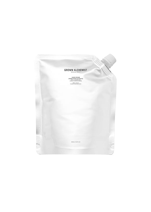 Grown Alchemist Hand Cream REFILL Pouch: Vanilla, Orange Peel. Non-Greasy Moisturizer that Soothes and Softens Hands, 500ml