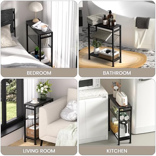 End Table for Small Space, 3-Tier Narrow Side Table - Image 5