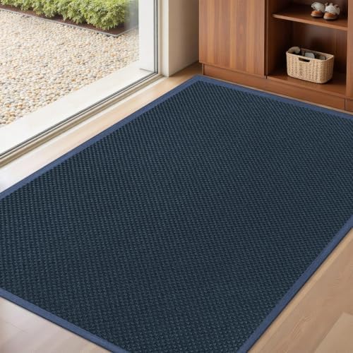LEKEEPGO Large Indoor Door Mat 32"x47", Door Mat Indoor Entrance, Cyan Blue by LEKEEPGO