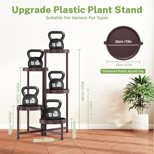 iDavosic.ly 5 Tier Folding Plant Stand Indoor Outdoor, Plastic Tray - Image 5