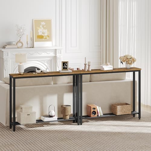 YATINEY Narrow Console Table, 2-Tier Small Sofa Table, 39.4" Thin Entryway - Image 2