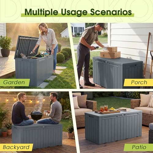 Devoko 100 Gallon Outdoor Storage Box, Waterproof Deck Box Lockable - Image 4